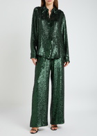 Dries Van Noten Chowy Sequin Shirt Dark Green