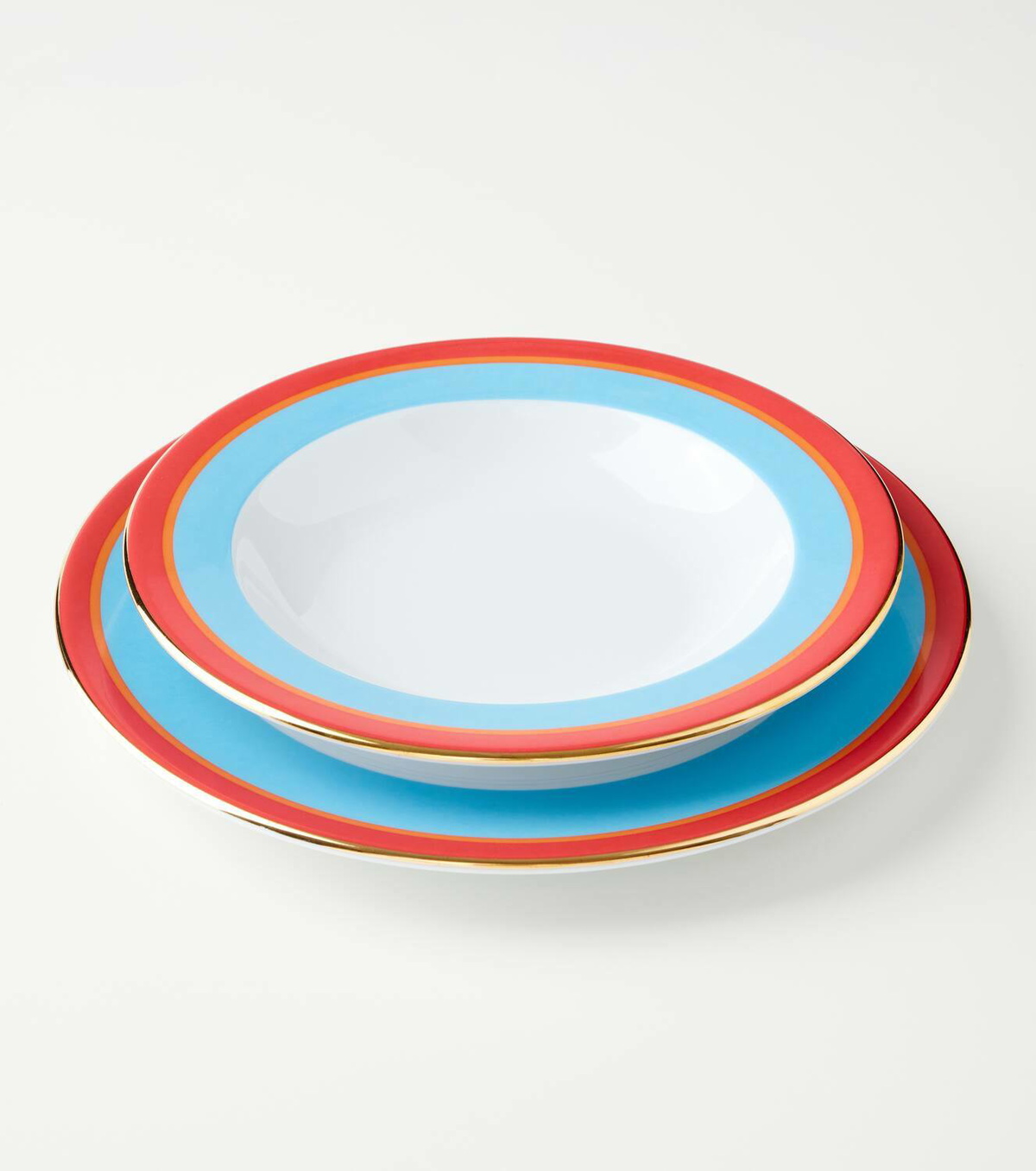 La DoubleJ Rainbow Azzuro porcelain soup and dinner plate set