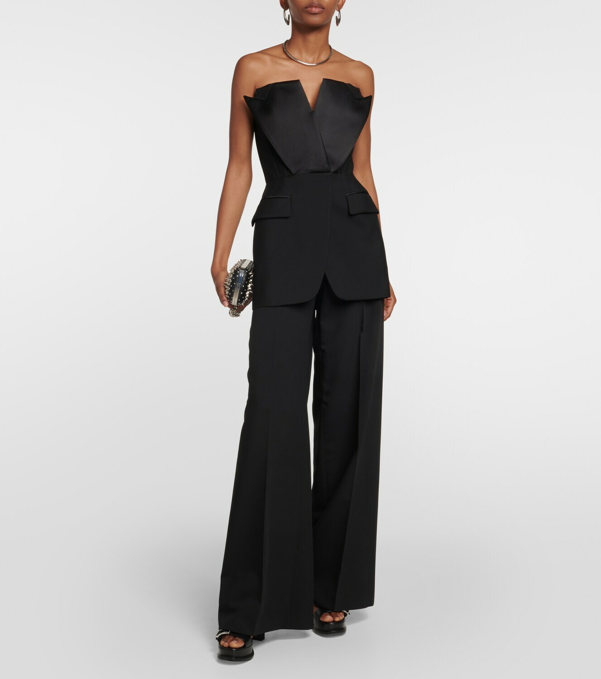Alexander McQueen Tuxedo strapless wool top Alexander McQueen