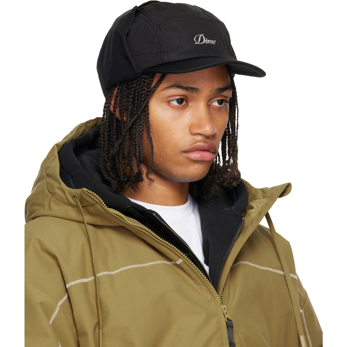Dime Black Cursive Earflap Cap