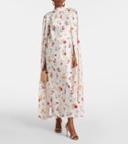 Rodarte Floral caped silk maxi dress