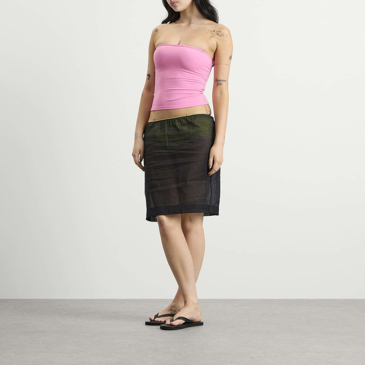 Fruity Booty Women's Neon Voile Skirt in Black/Yellow
