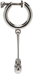 Alexander McQueen Silver Safety Pin Clip-On Single Earring
