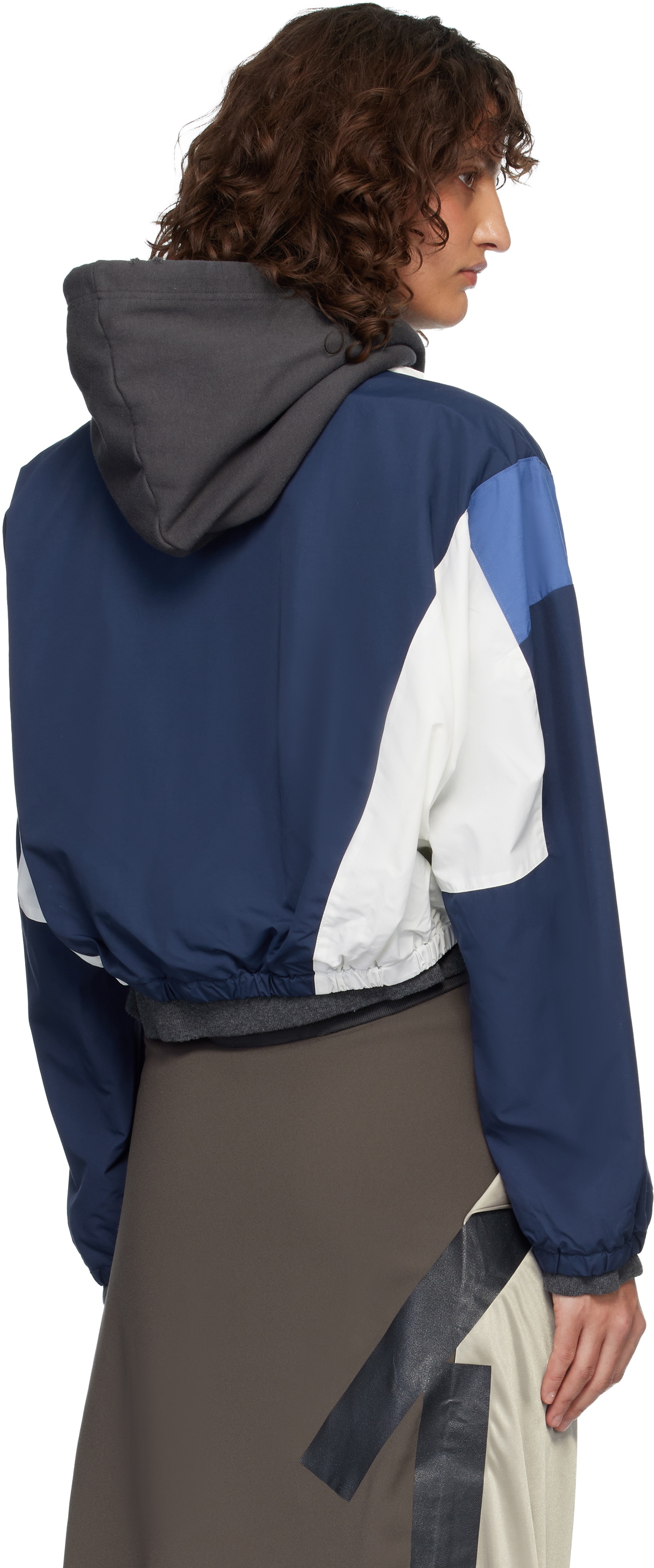 Maison MIHARA YASUHIRO Gray & Navy Triple Layered Nylon Zip-Up Jacket