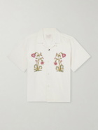 Kardo - Ronald Convertible-Collar Embroidered Cotton Shirt - Neutrals