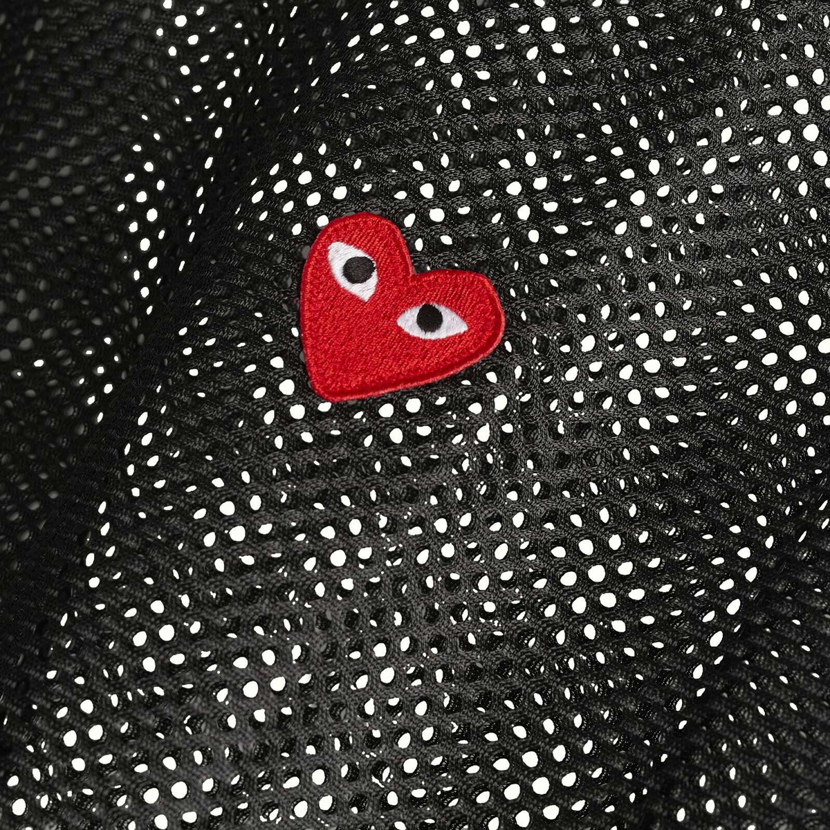 Comme des Garçons Play Mesh T-Shirt Red Emblem in Black
