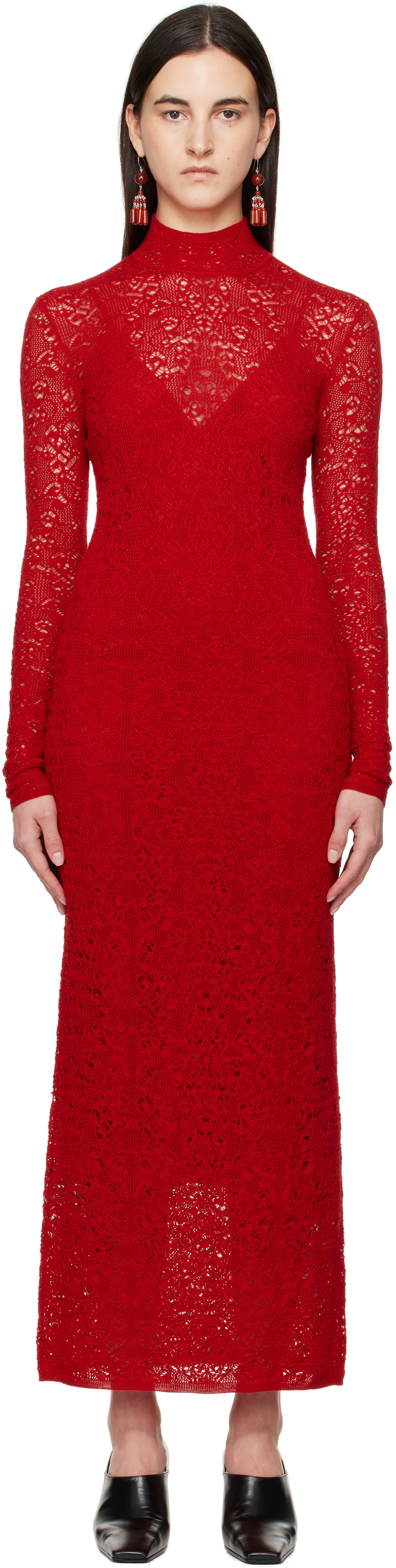 Gabriela Hearst Red Lethe Pointelle Knit Maxi Dress Gabriela Hearst