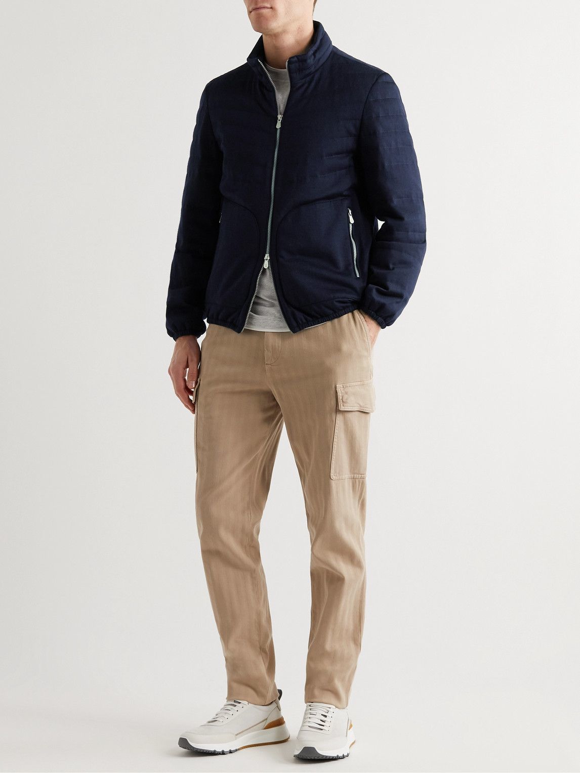 Brunello Cucinelli - Quilted Virgin Wool and Cashmere-Blend Down Bomber ...