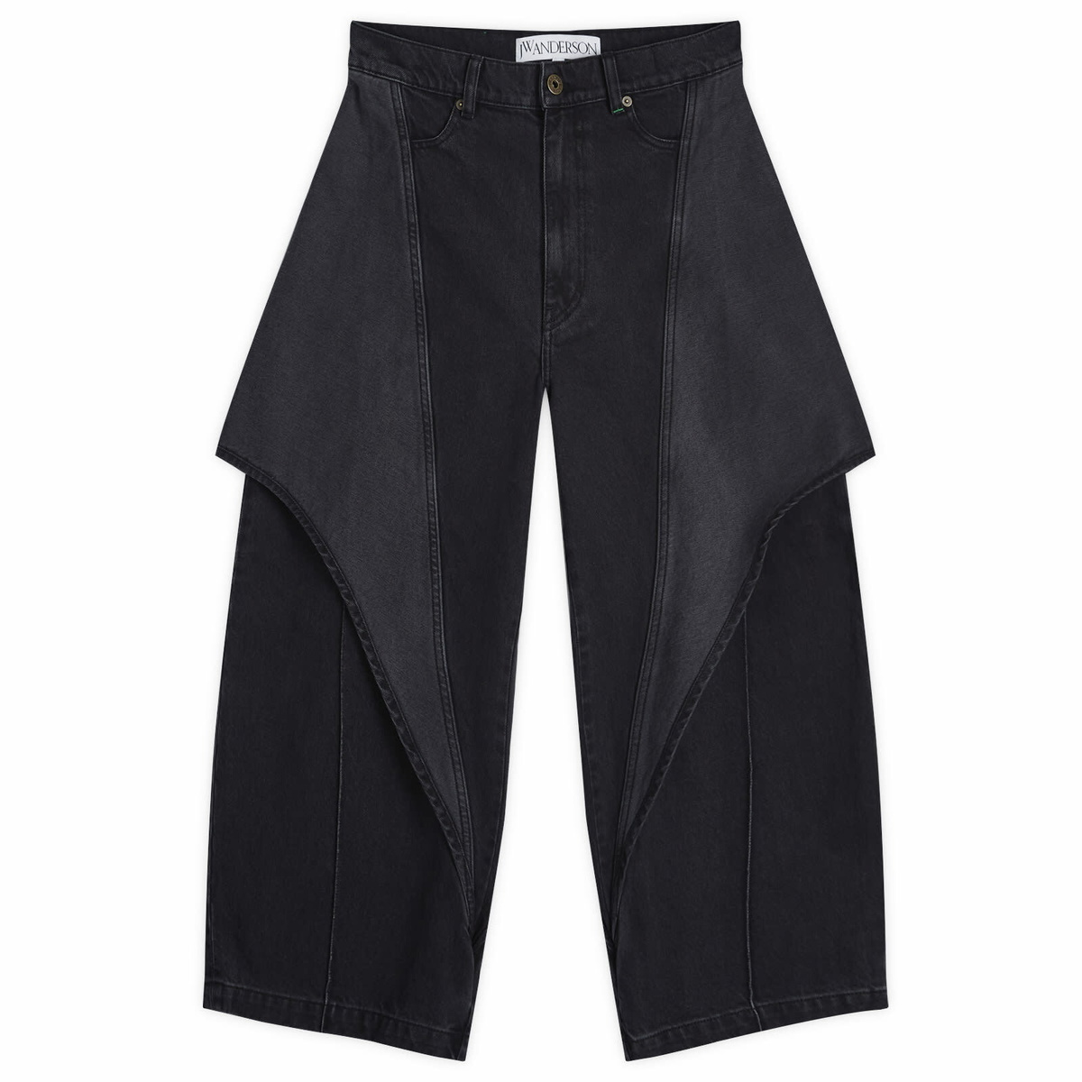 JW Anderson Women's Cropped Sculptural Jeans in Dark Grey JW