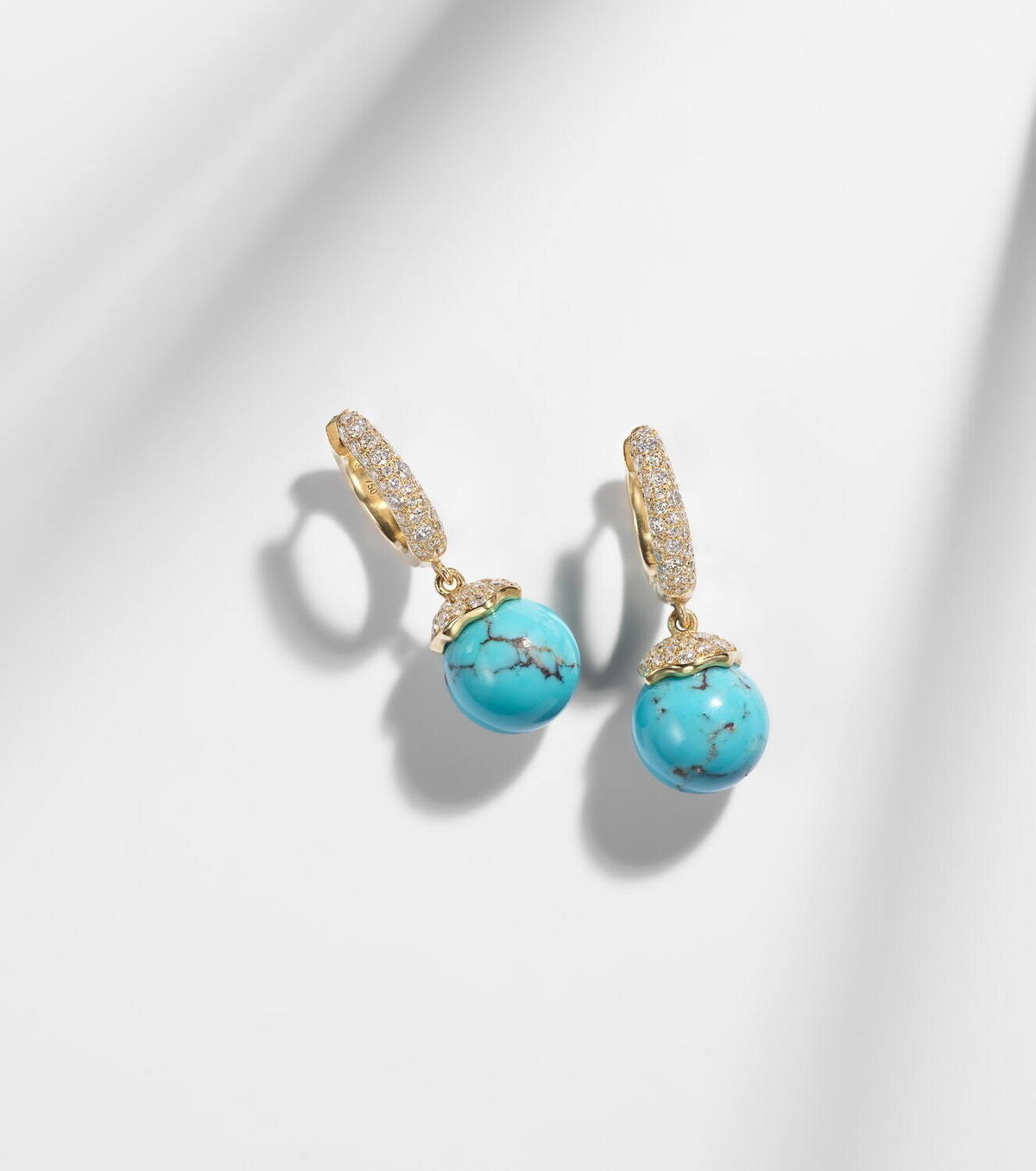 Octavia Elizabeth Orb 18kt gold hoop earrings with turquoise and diamonds