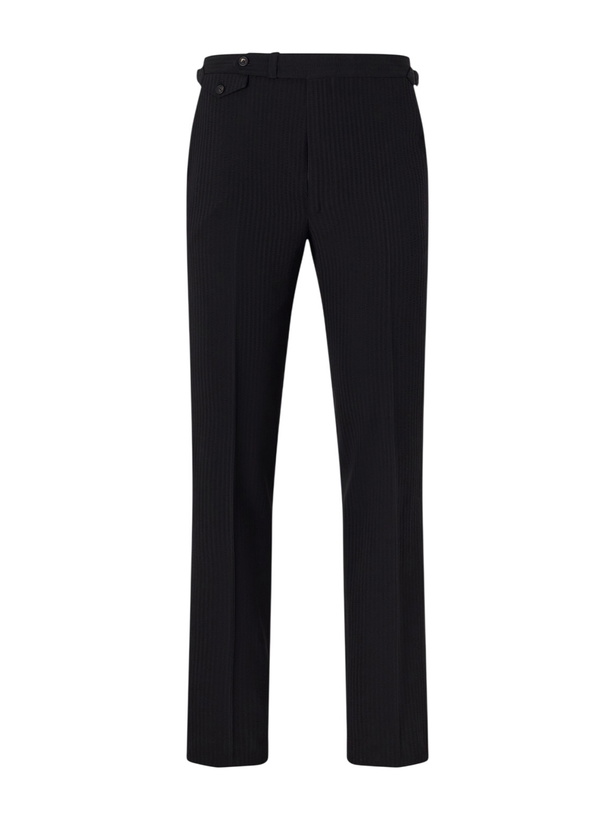 Photo: J. Mueser - Waverly Straight-Leg Wool Seersucker Suit Trousers - Black
