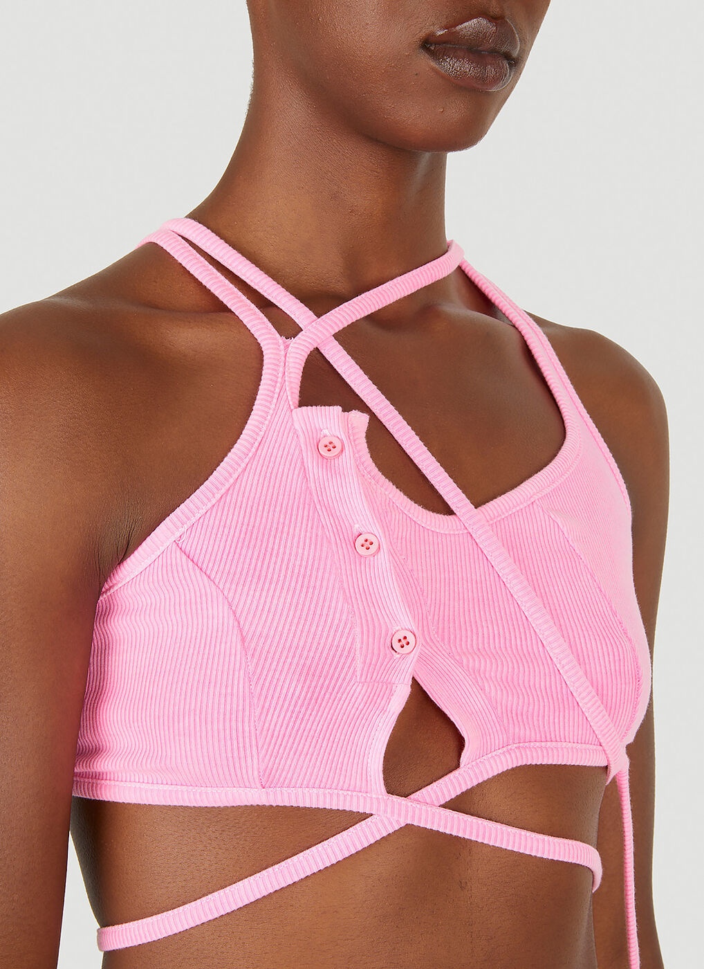 Otto Lounge Button Bra Top in Pink Ottolinger
