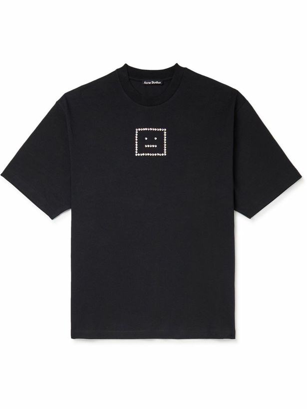 Photo: Acne Studios - Exford Logo-Embellished Cotton-Blend Jersey T-Shirt - Black