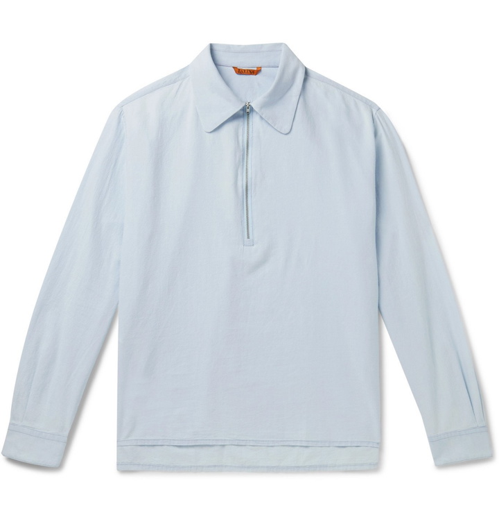 Photo: Barena - Cotton-Chambray Half-Zip Shirt - Blue