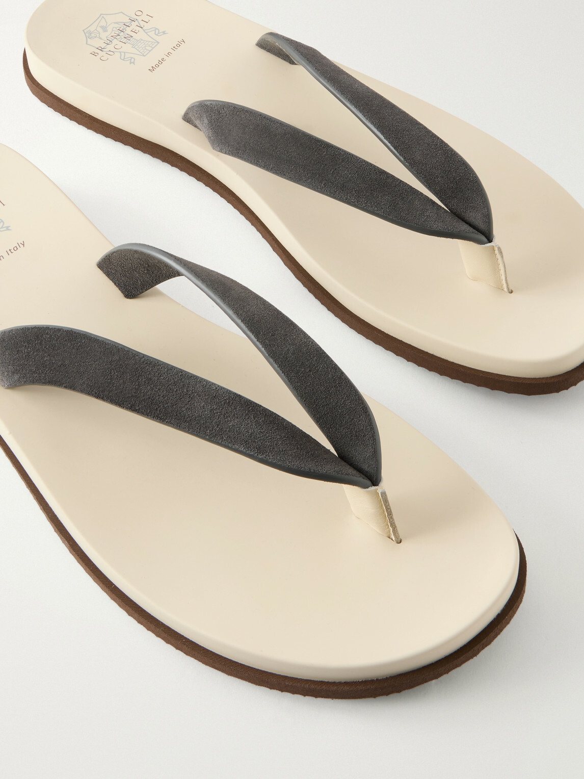 Brunello Cucinelli - Suede Flip Flops - Gray