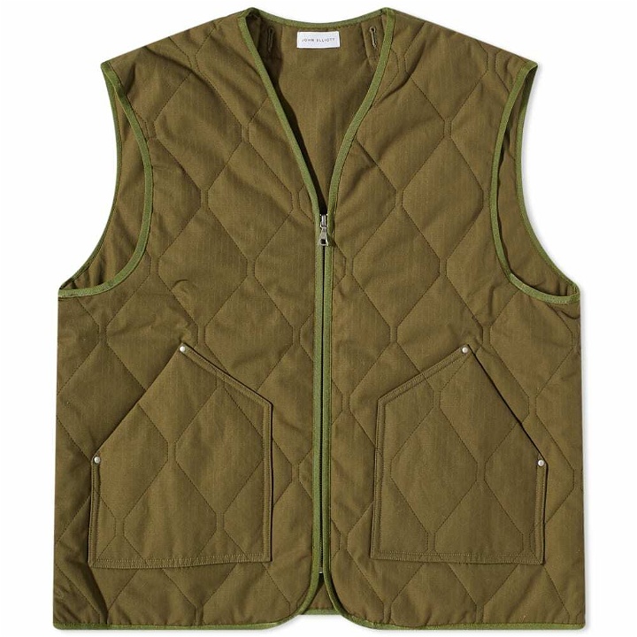 Photo: John Elliott Men's Paneled Deck Jacket Liner Vest in Olive