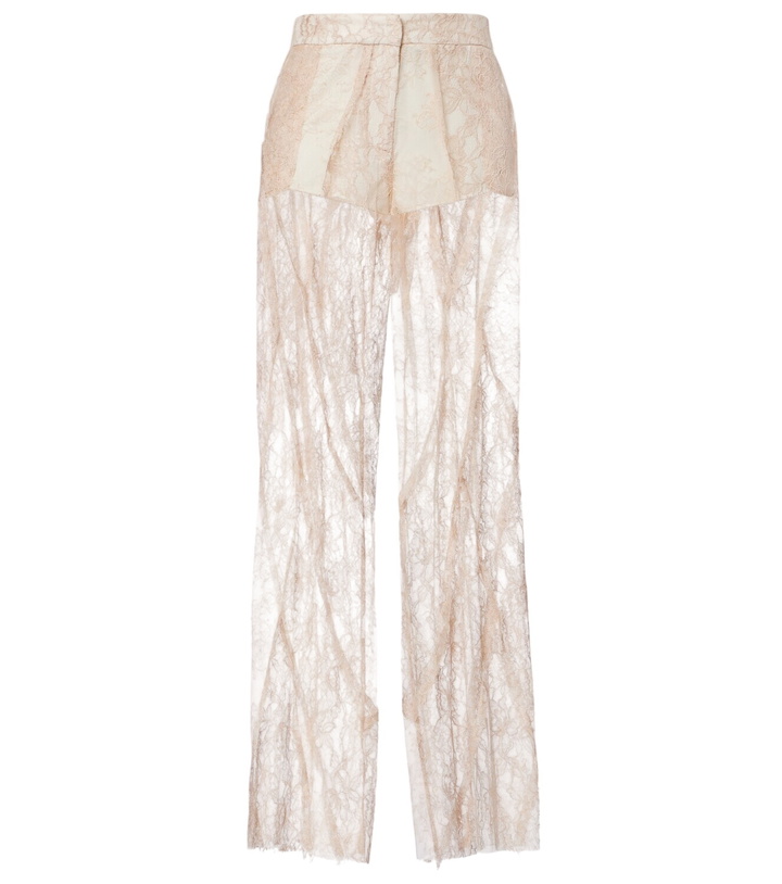 Photo: Blumarine Lace-trimmed satin wide-leg pants