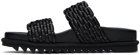 Dries Van Noten Black Leather Braided Sandals