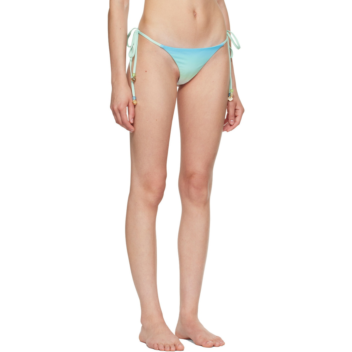 Casablanca Blue & Green Gradient String Beaded Bikini Bottom