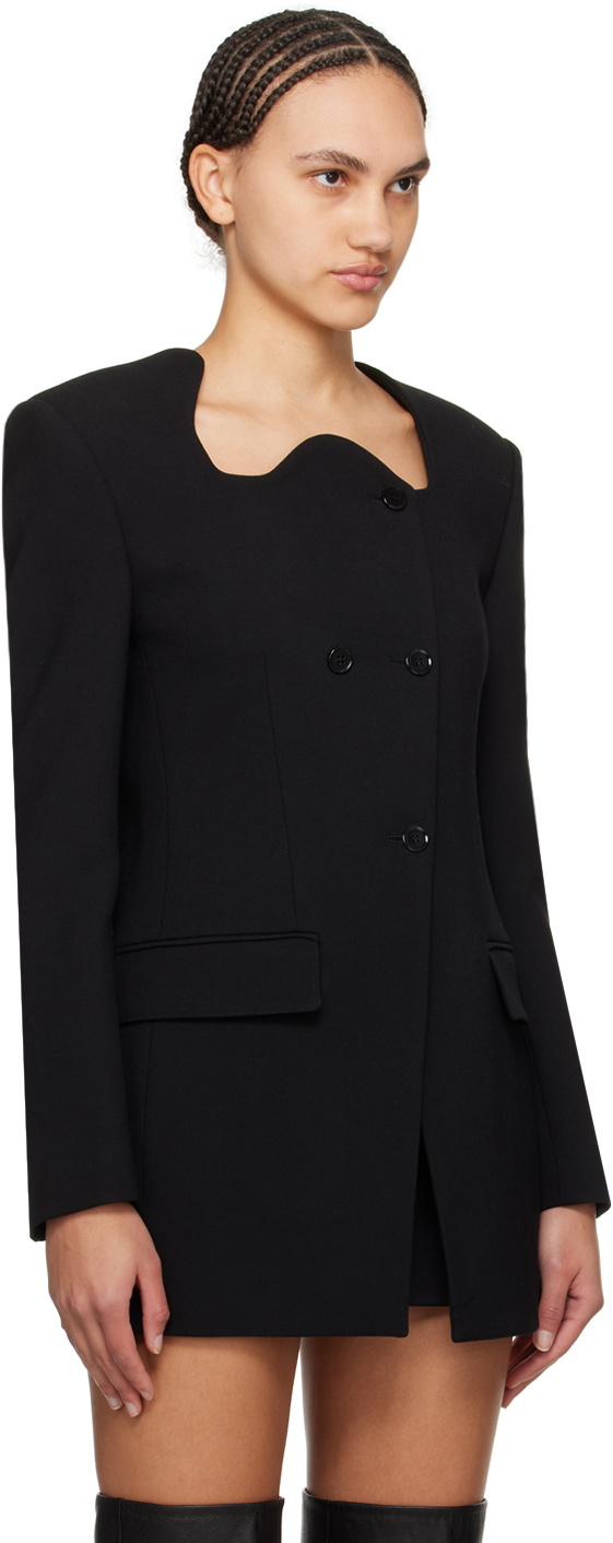 Recto Black Curved Neck Blazer Recto