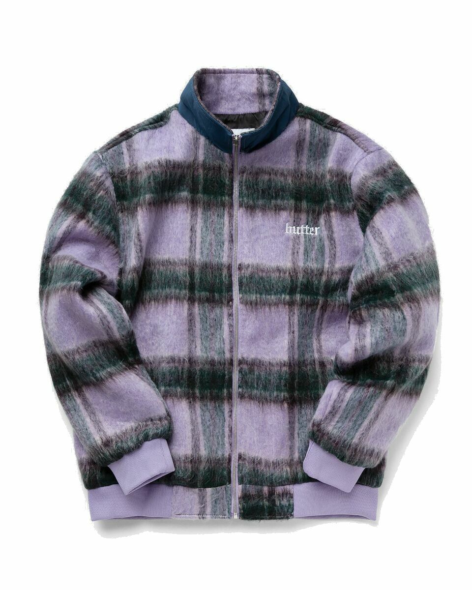 Photo: Butter Goods Hairy Plaid Jacket Purple - Mens - Bomber Jackets