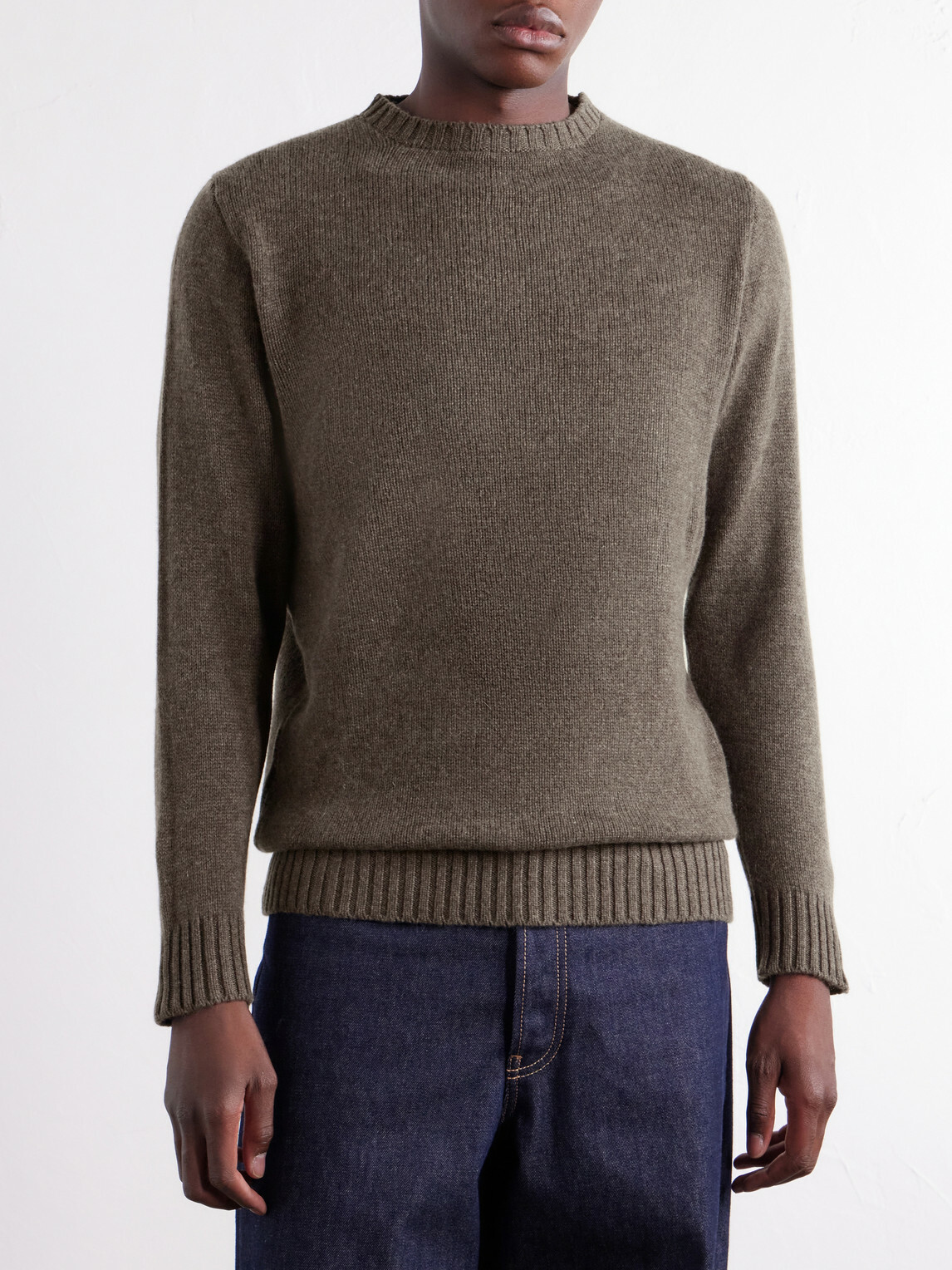 Anderson & Sheppard - Super Soft Rib-Trimmed Cashmere Sweater - Brown