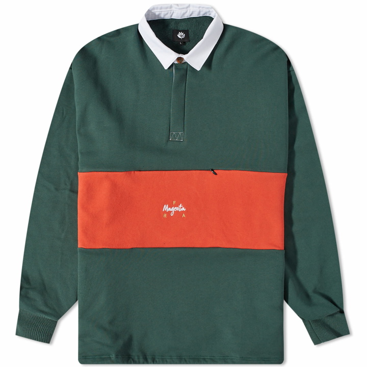 Photo: Magenta Men's F.R.A. Long Sleeve Pocket Polo Shirt in Green