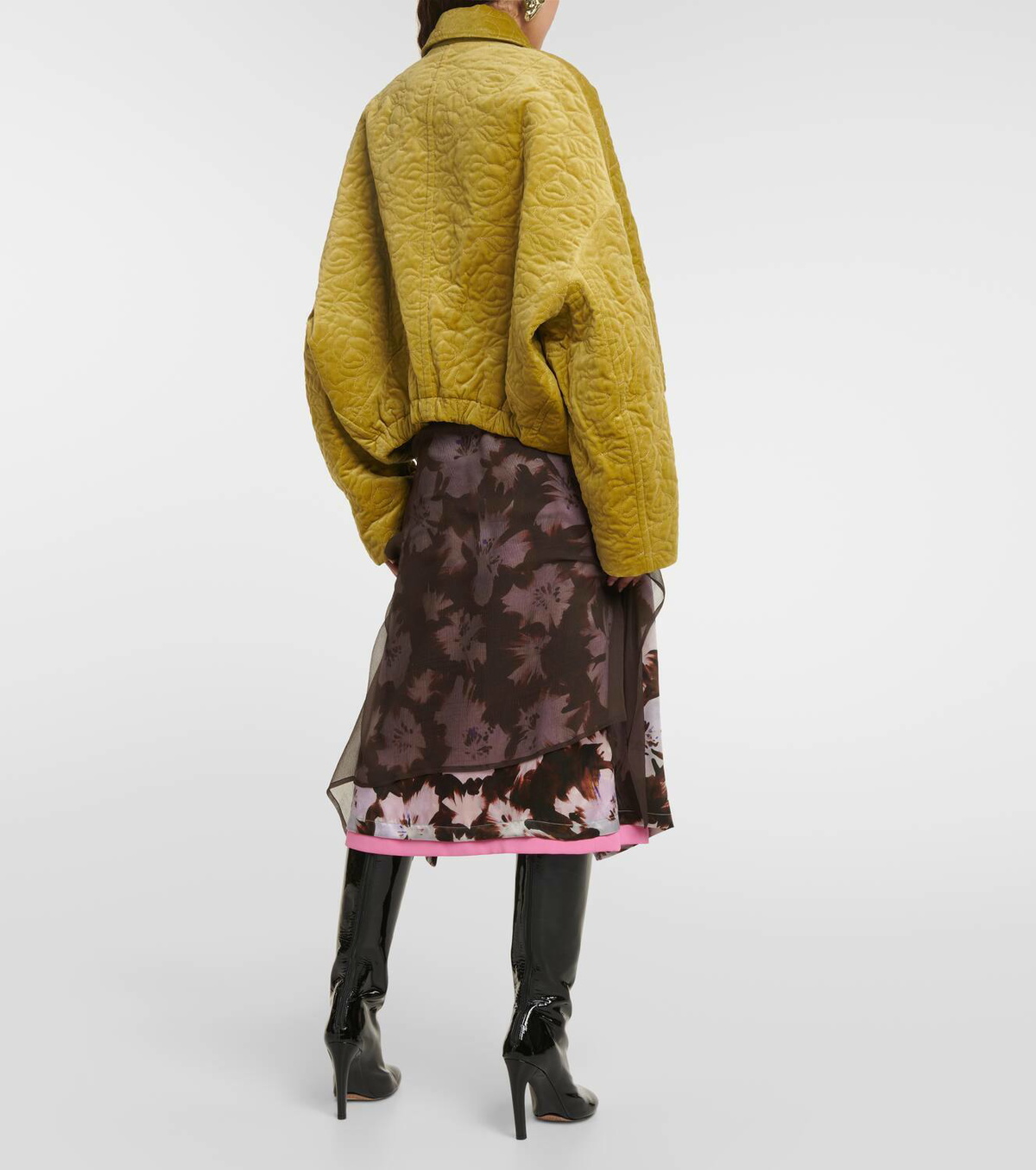 Dries Van Noten Quilted floral velvet jacket