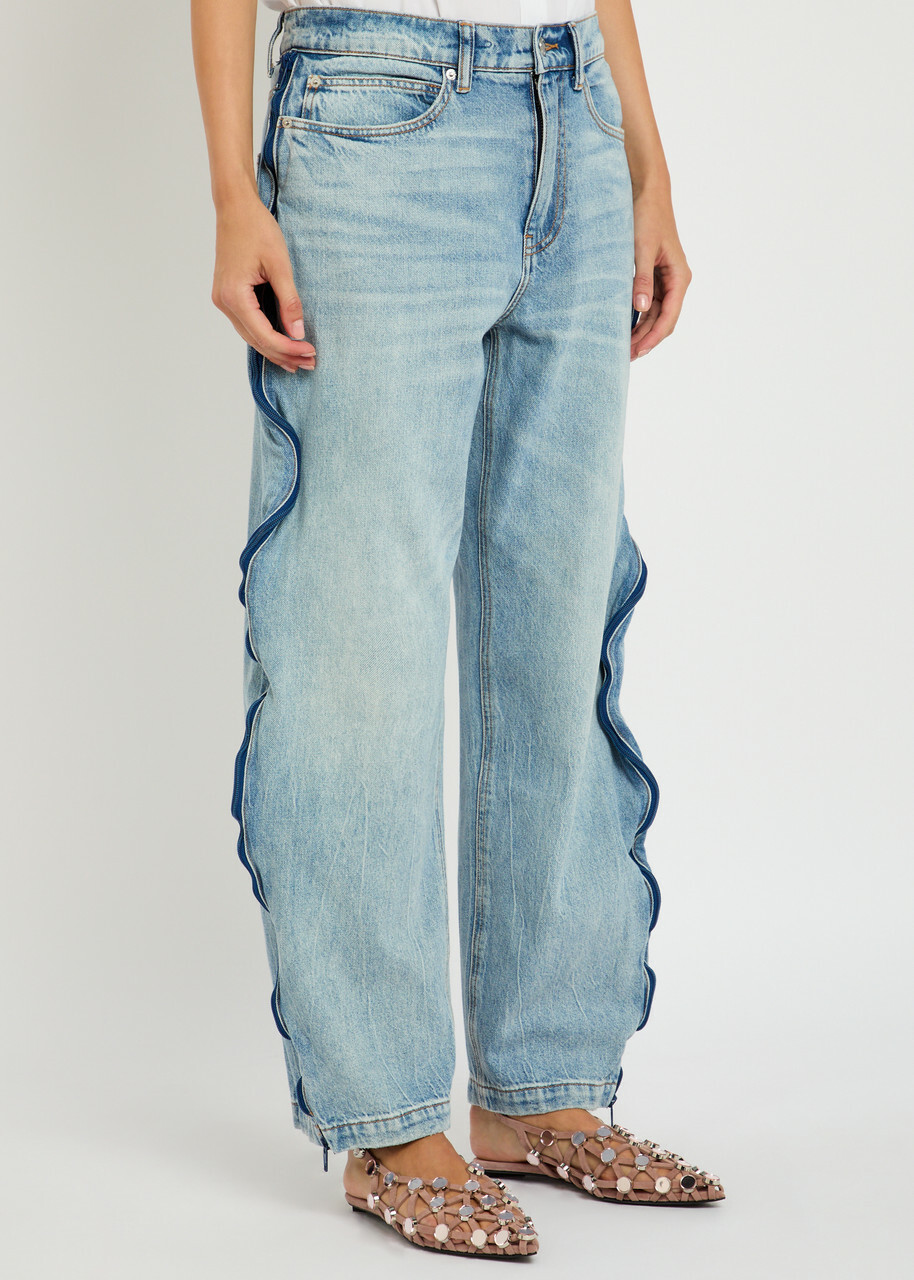 Alexanderwang.t Zip-embellished Barrel-leg Jeans Blue