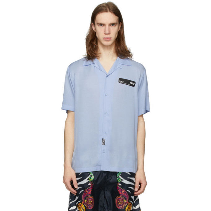 Photo: Versace Jeans Couture Blue Rubber Logo Short Sleeve Shirt