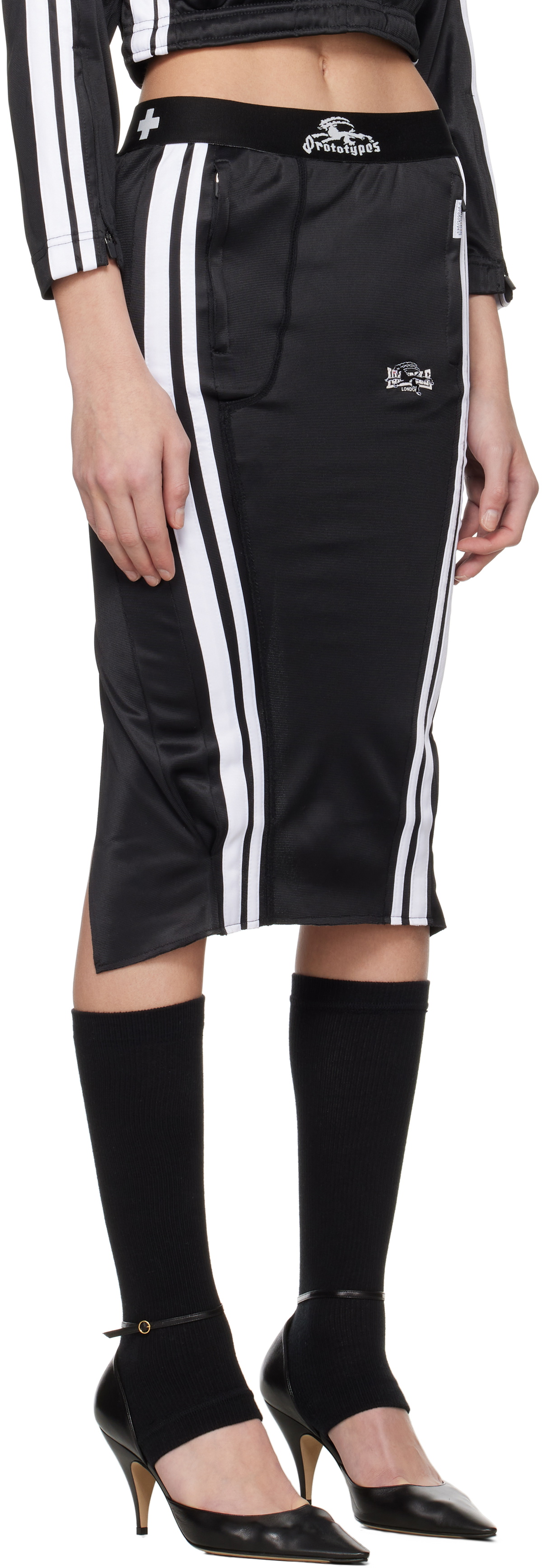 Prototypes Black Trackpants Pencil Midi Skirt