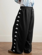 Acne Studios - Kappa Wide-Leg Webbing-Trimmed Logo-Embroidered Tech-Jersey Track Pants - Black