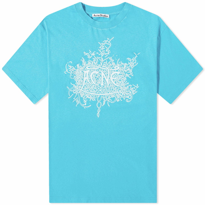 Photo: Acne Studios Men's Extorr Devil Logo T-Shirt in Fluo Blue