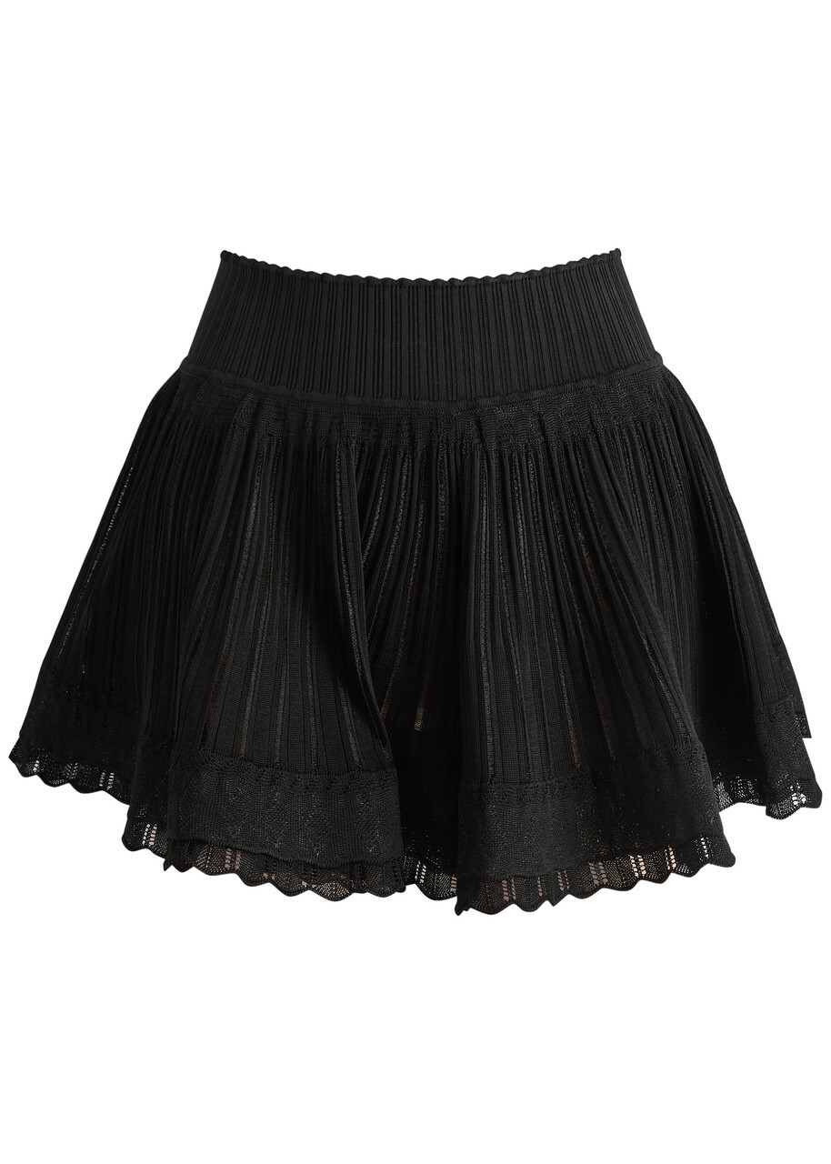 Alaïa Crinoline Ribbed-knit Shorts Black
