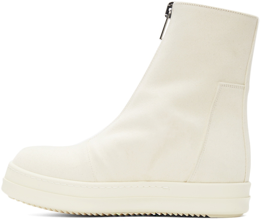 Rick Owens Drkshdw Off-White Canvas Zip Sneakers Rick Owens Drkshdw