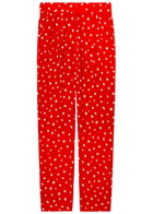 Blaze Milano Fox Polka-dot Straight-leg Silk Trousers Red