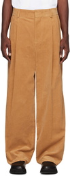 We11done Tan Two Tucks Wide Leg Trousers