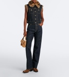 Fendi Shearling-trimmed denim vest
