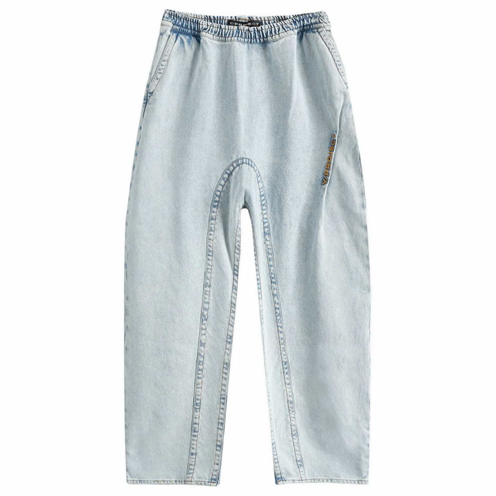 Photo: Y/Project Women's Pinched Logo Souffle Jeans in Ice Blue