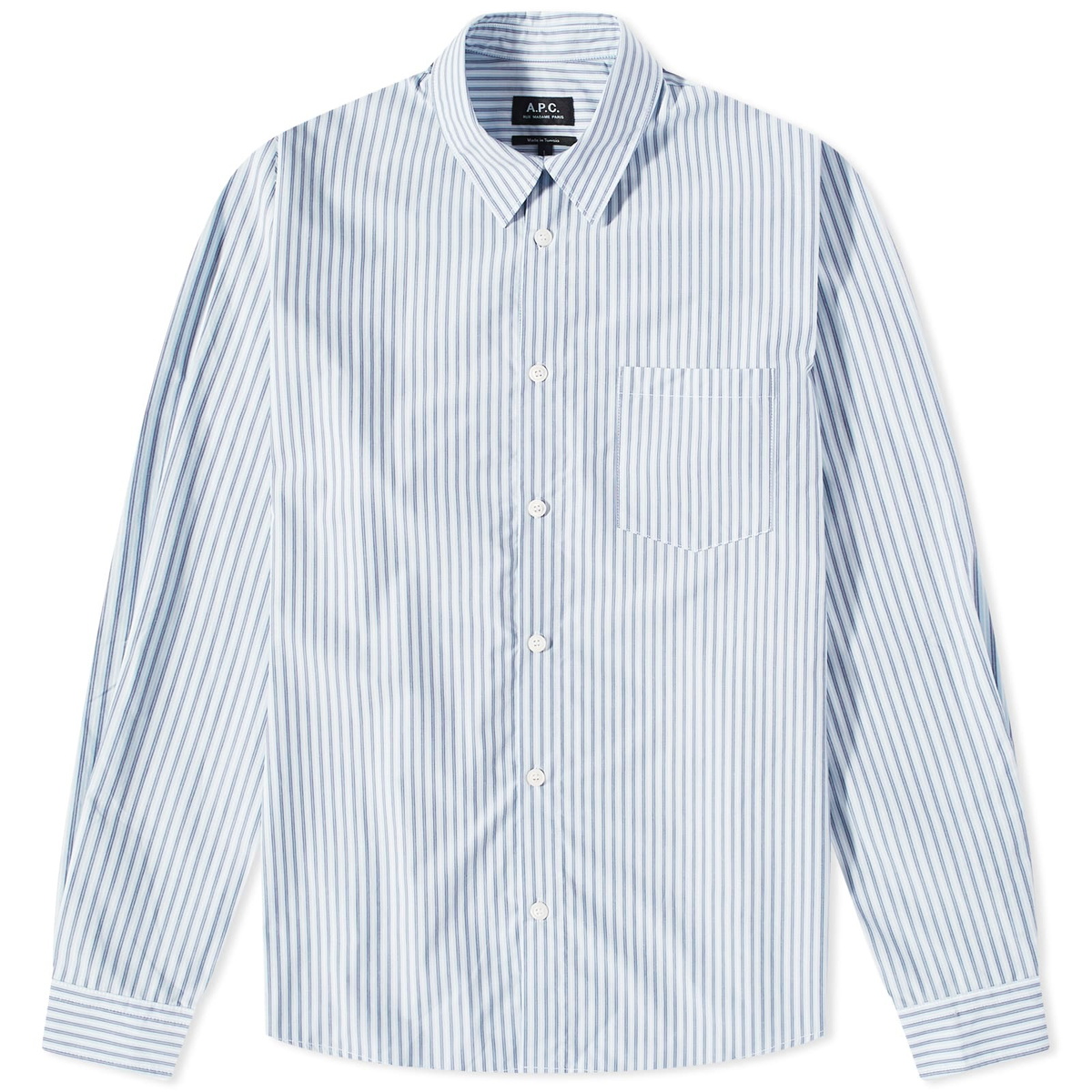 A.P.C. Men's Clement Stripe Shirt in Marine A.P.C.