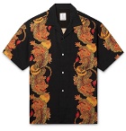 Flagstuff - Kaneko Tomiyuki Camp-Collar Printed Satin Shirt - Black