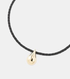 Mateo Water Droplet 14kt gold and leather necklace