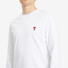 AMI Paris Men's Small Red ADC Classic Long Sleeve T-Shirt in White