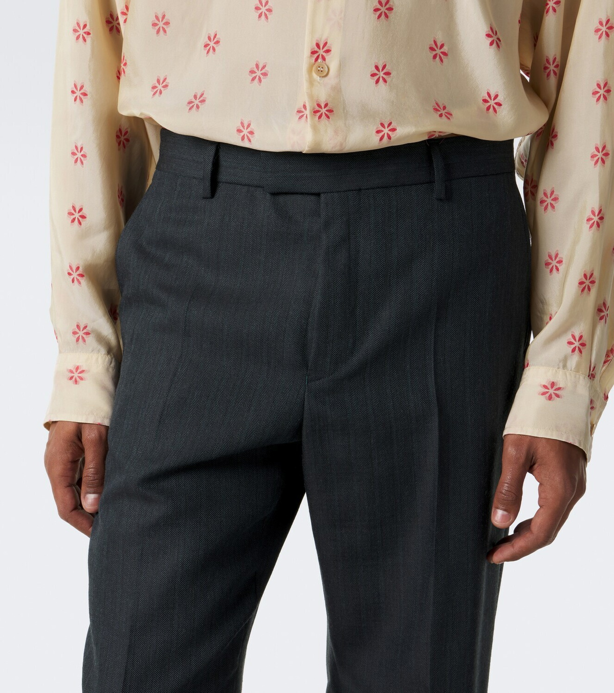Dries Van Noten Herringbone wool straight pants