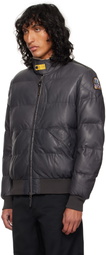 Parajumpers Gray Alf Leather Bomber Jacket