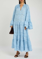 Lug Von Siga Donna Ruffled Cotton-blend Maxi Dress Blue