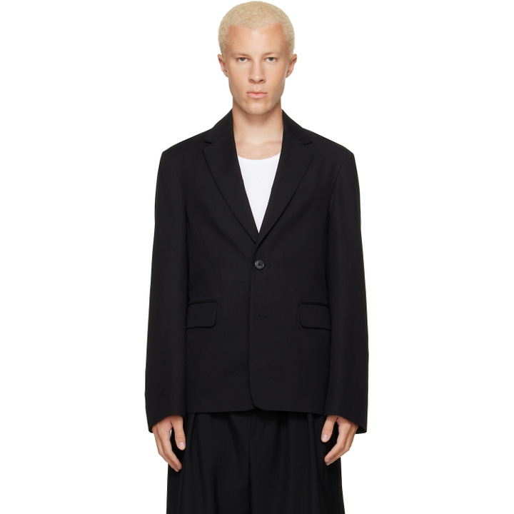Photo: Dries Van Noten Black Cotton & Wool Twill Blazer