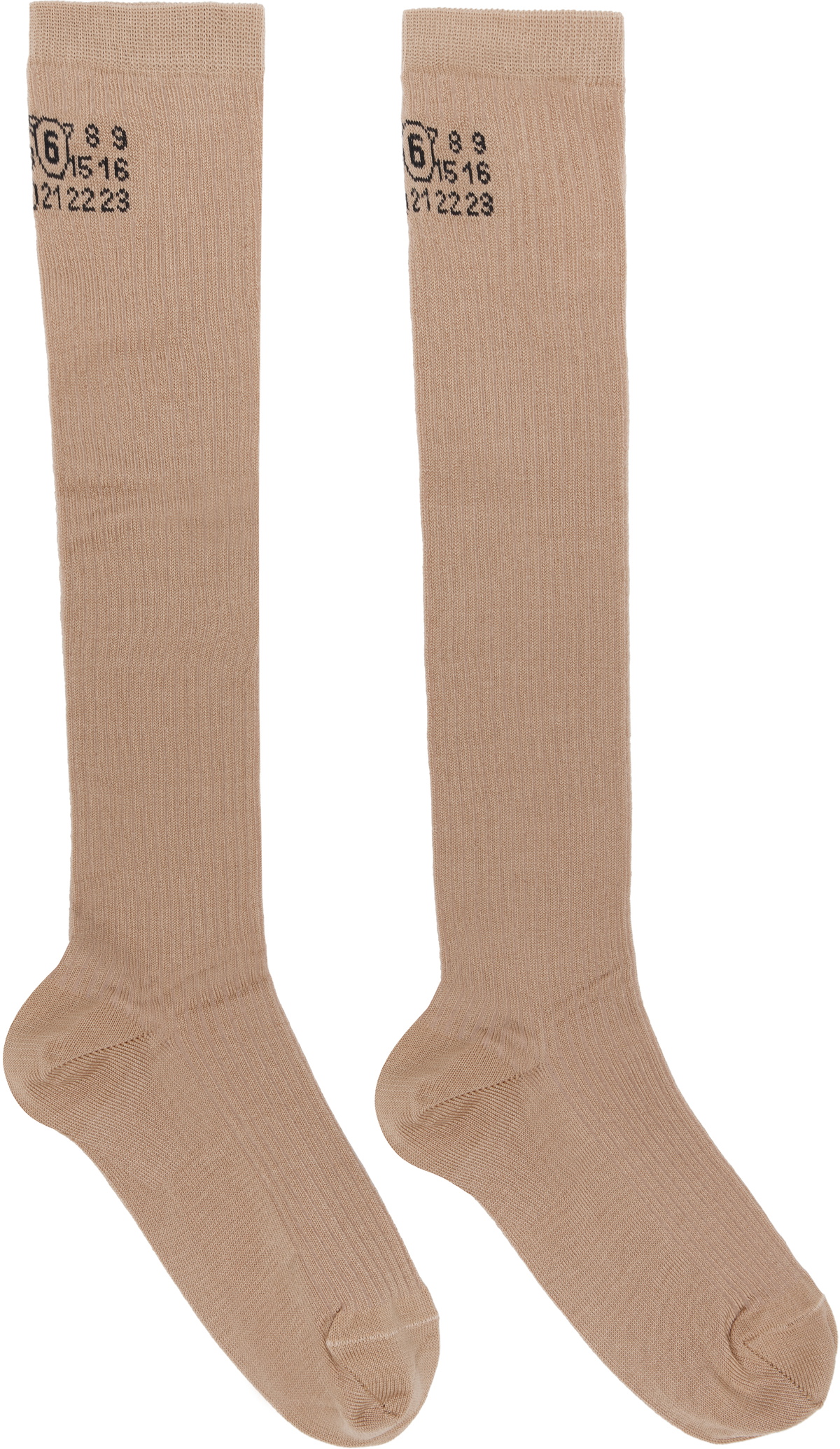 MM6 Maison Margiela Tan Knee-High Socks