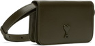 AMI Paris Khaki Ami de Coeur Strap Card Holder