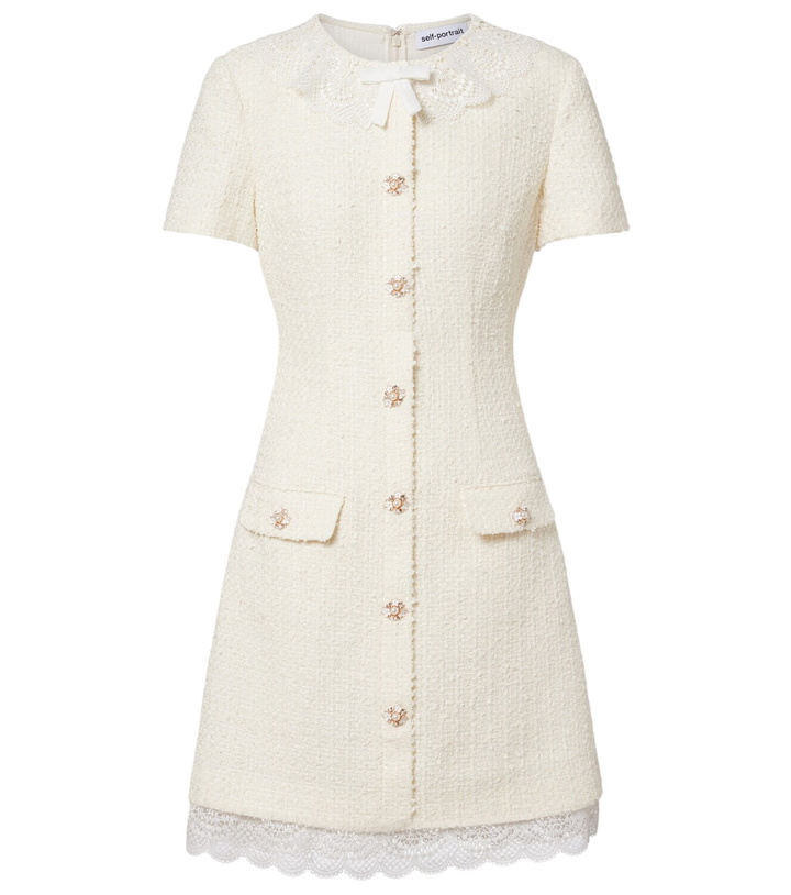 Photo: Self-Portrait Lace-trimmed bouclé minidress